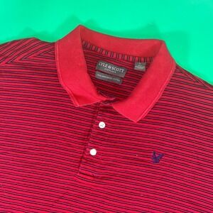 Lyle & Scott Polo Shirt Striped‎ Golf Casual Short Sleeve Red Black L